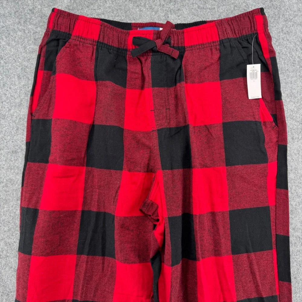 Old Navy Pajama Pants Mens L Red Black Buffalo Plaid Cotton 407069-03-1